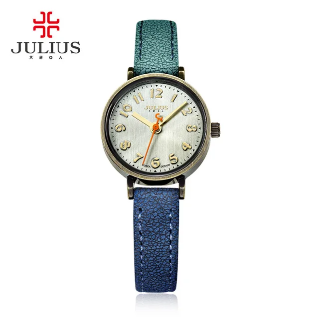 Женские кварцевые часы Julius Blue Jeans роскошные повседневные с кожаным ремешком