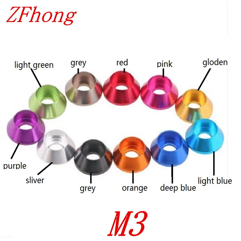 

50pcs M3 Multi-Color Aluminum Washer used for hex socket head cap screw washer gasket