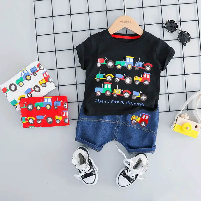 2019 Summer Baby Girls Boys Clothing Sets Infant Clothes Suits Car T Shirt Shorts Kids Children Vacation Costume | Детская одежда и