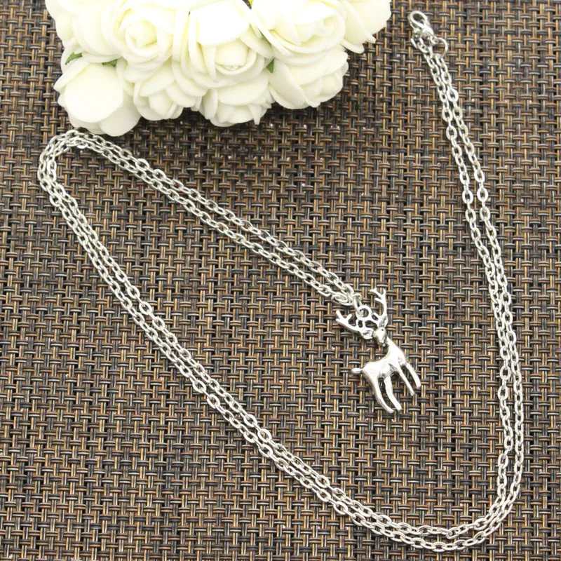 New Fashion Tibetan Silver Pendant Christmas deer sika Choker Charm Short Long DIY Necklace Factory Price Handmade jewelry