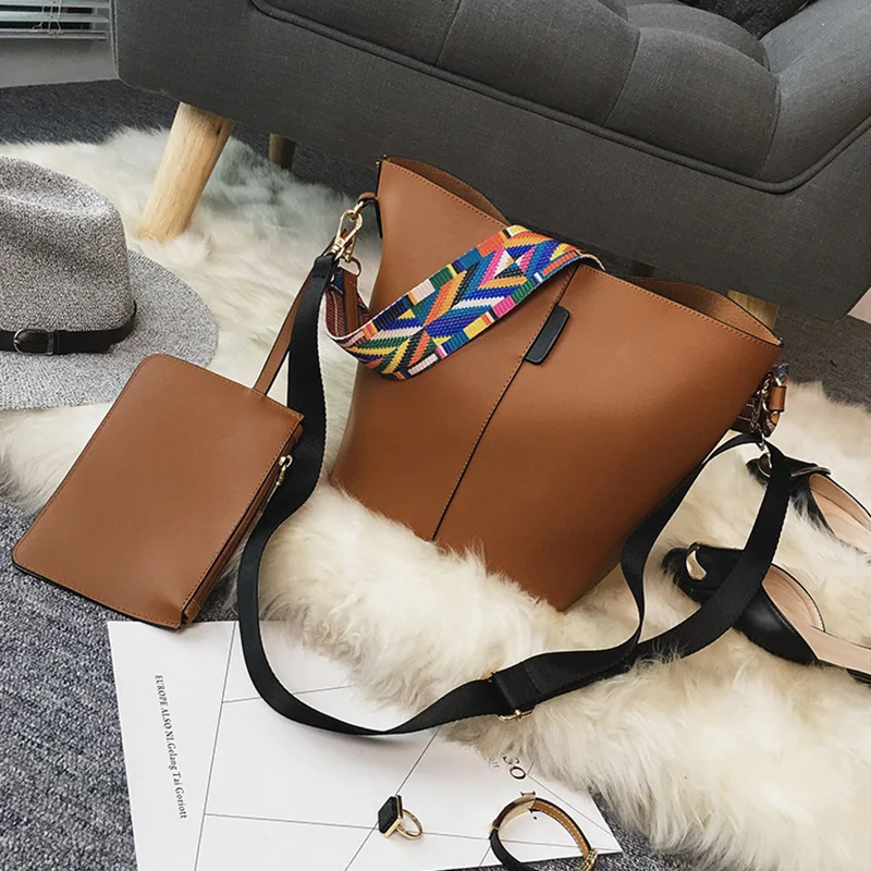 Мода Ведро Женщины Плече Сумки Красочные Ремень Композитный Сумка Креста Тела