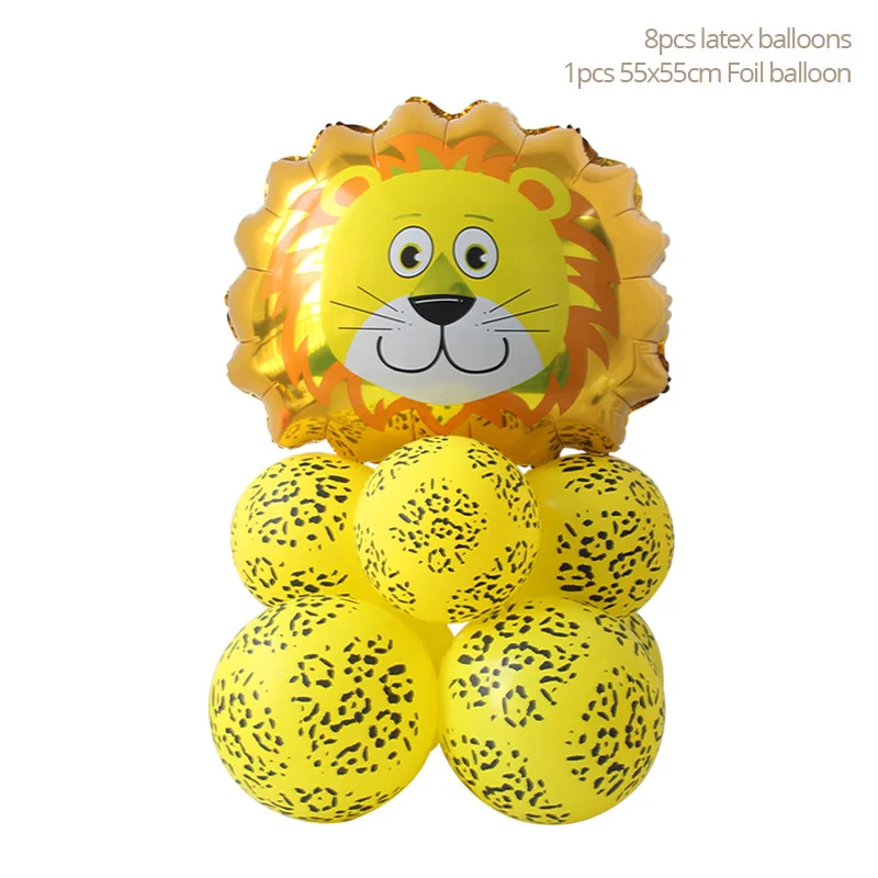 balloons set 4 Джунгли вечерние воздушные шары из фольги в виде животного гирлянда овсянка скатерть бумажные стаканчики и тарелки первый ребенок мальчик дети день рождения украшения - Цвет: balloons set 4