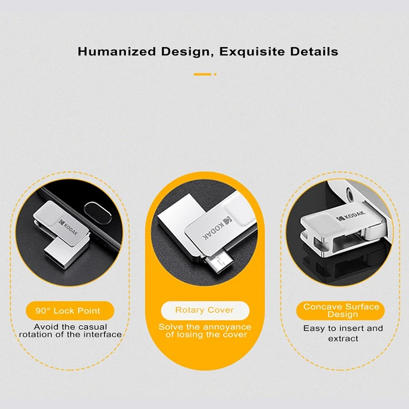 Металлический флеш-накопитель KODAK K223B USB 3 0/Micro двойной интерфейс 64 ГБ 32 16 флешка
