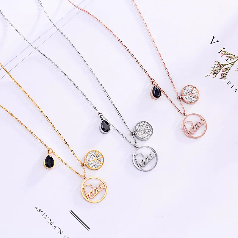 Новое поступление ожерелье с подвеской в форме буквы мира кристаллом цирконием