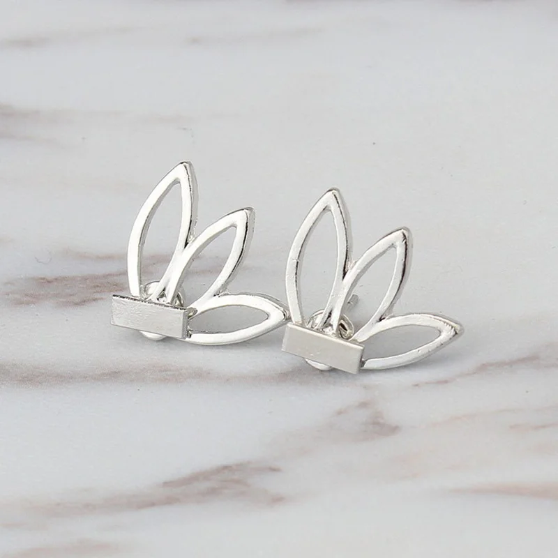 Двойные полые серьги цветок лотоса золотого и серебряного цвета эффектные