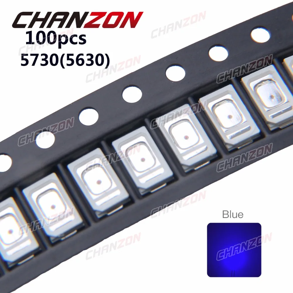 Светодиодный светильник SMD 5730 5630 100 шт. синий чип 0 2 Вт ультра яркий 460 470nm 60 мА 3 в