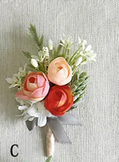1 piece Corsage YO CHO розовый корсаж цветы Роза Жених костюм для мужчин Бутоньерка Свадебные Аксессуары декор зелень брошь на запястье корсаж браслет - Цвет: 1 piece Corsage