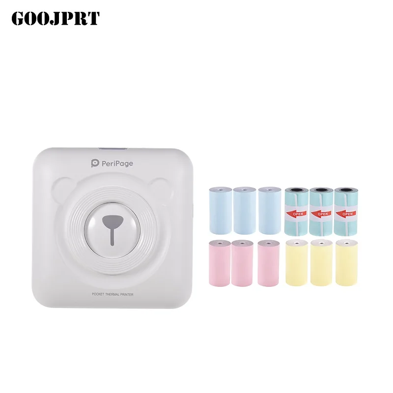 12 rolls paper Мини POS портативный принтер карманный мобильный фото Ptinter термальный Bluetooth 58 мм беспроводной принтер этикеток с самоклеящаяся бумага - Цвет: 12 rolls paper