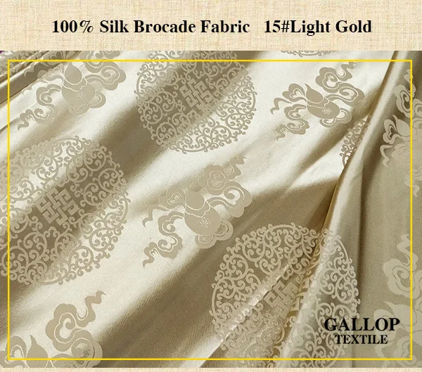 15Light Gold Шелковая ткань Китайская традиционная парча атласная Cheongsam свадебное платье Хан Тан костюм Тибетский Халат пальто Подушка подвес дракон - Цвет: 15Light Gold