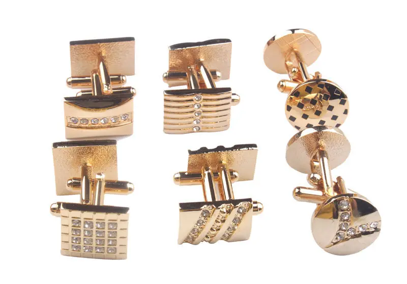 

12Sets of Crystal Mens Cufflinks Gold Color Cuff Links #91439
