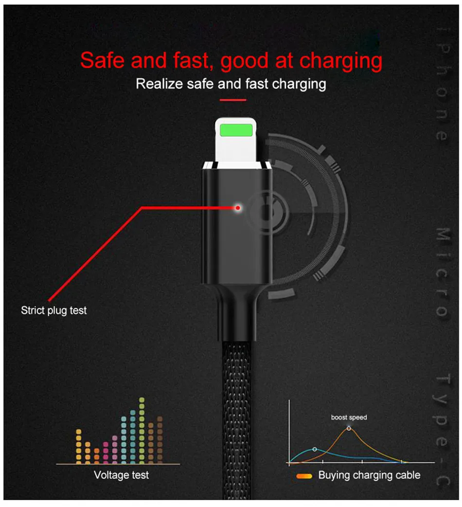 NOHON нейлон 3 в 1 зарядное устройство с интерфейсом Lightning Кабель для iPhone X 7 8 6 6 S плюс Micro usb Тип C samsung Xiaomi 5 зарядки Кабели 1,2 м