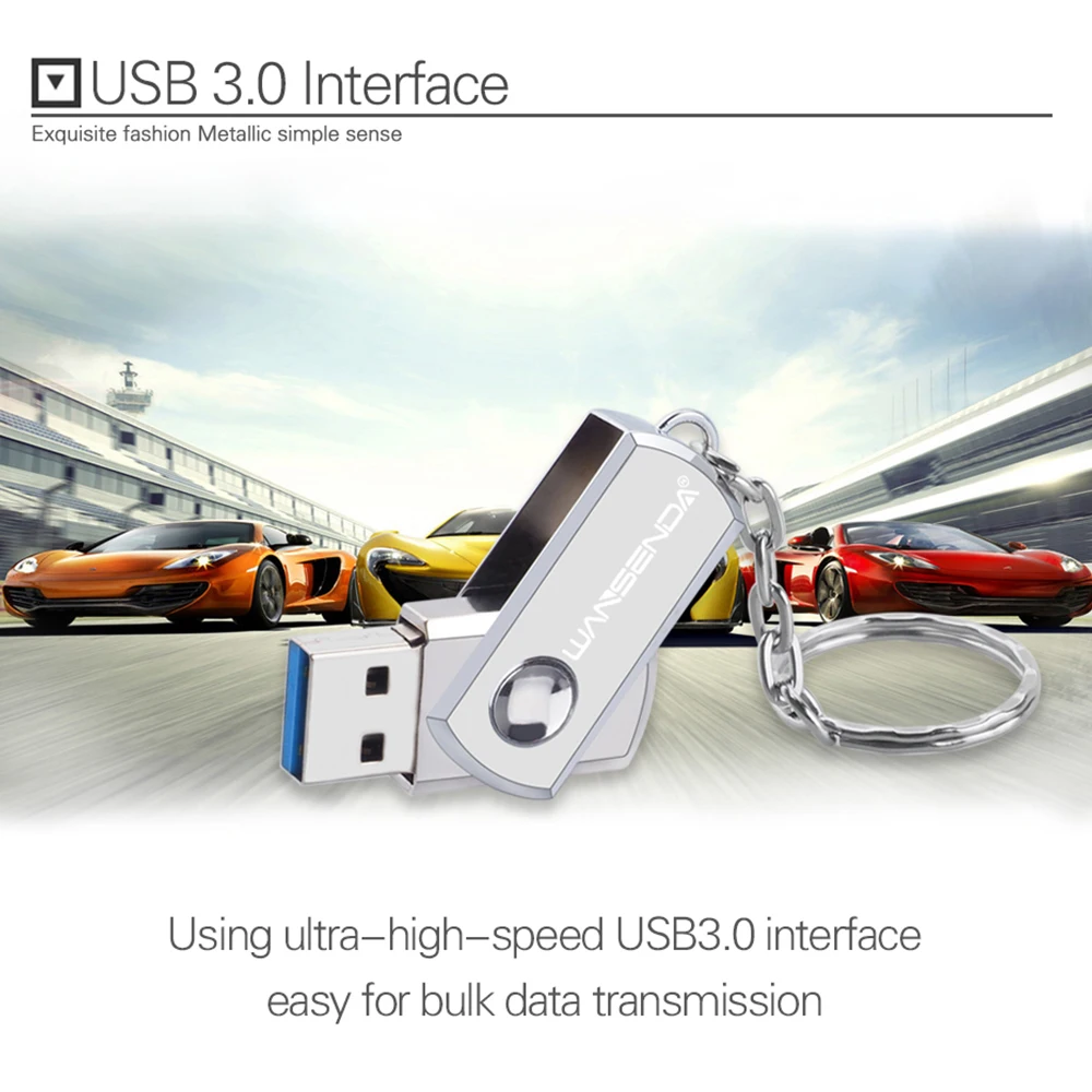 WANSENDA флеш накопитель USB 3 0 256 ГБ 128 64 32 16 8 высокоскоростная флешка металлическая