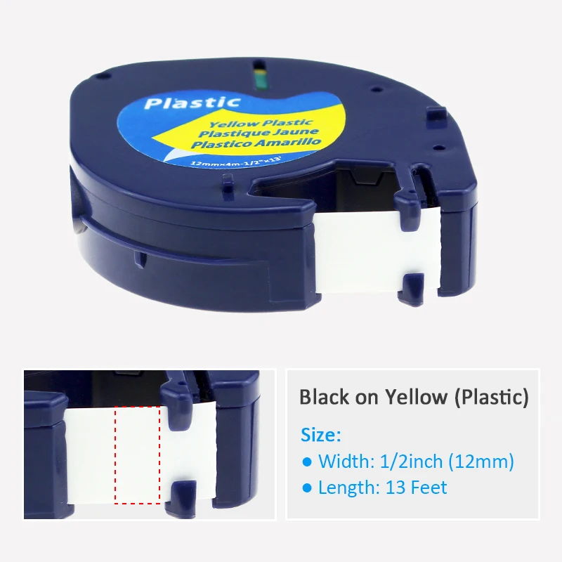 Labelife 3 шт. Dymo 91332 (91222 91202 59423 пластиковая лента черная на желтом 12 мм совместимая