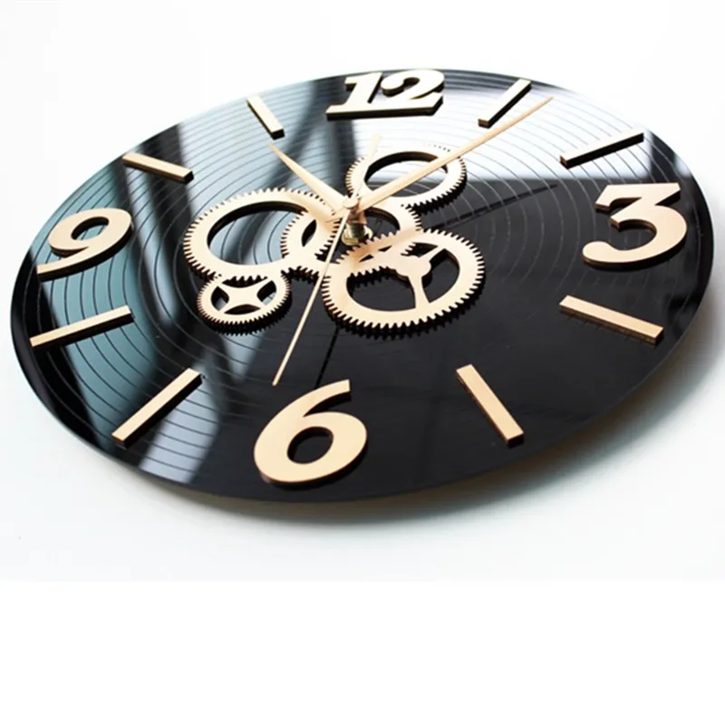 Часы настенные акриловые в ретро стиле бесшумные 3D часы с записью CD домашний