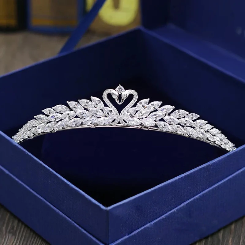 Высокое Качество Лебедь хрустальные свадебные аксессуары для волос циркон