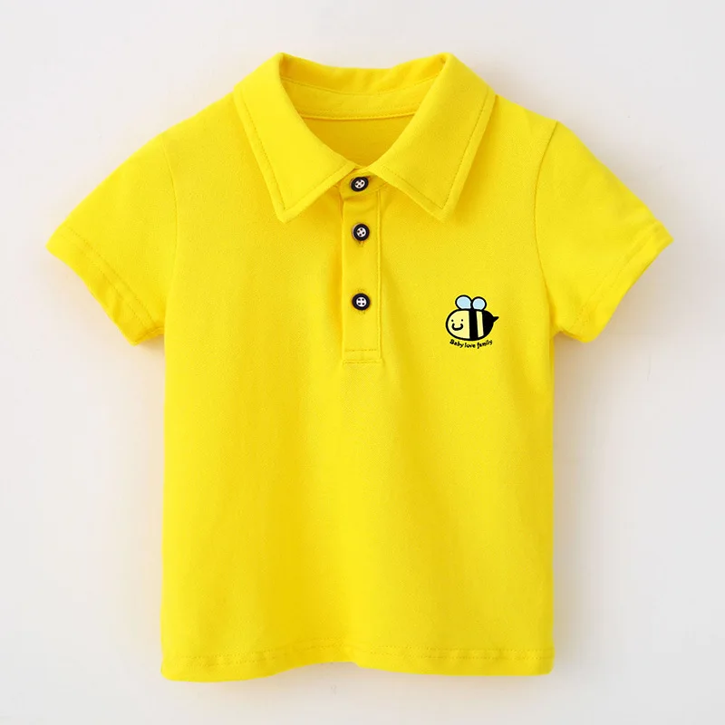 Хлопковые рубашки поло воротник для мальчиков очаровательные с принтом пчелы