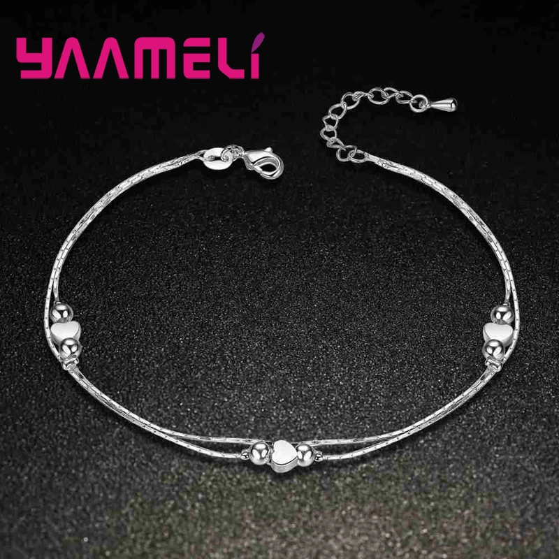 Браслет на ногу из серебра 925 пробы в форме сердца для женщин и девушек | Украшения