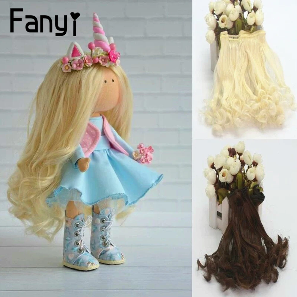 Модный 15*100 см DIY мини парик для куклы из высокотемпературного материала вьющихся