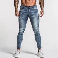 gingtto mens skinny jeans faded blue middle waist classic hip hop stretch pants cotton comfortable dropshipping supply zm46