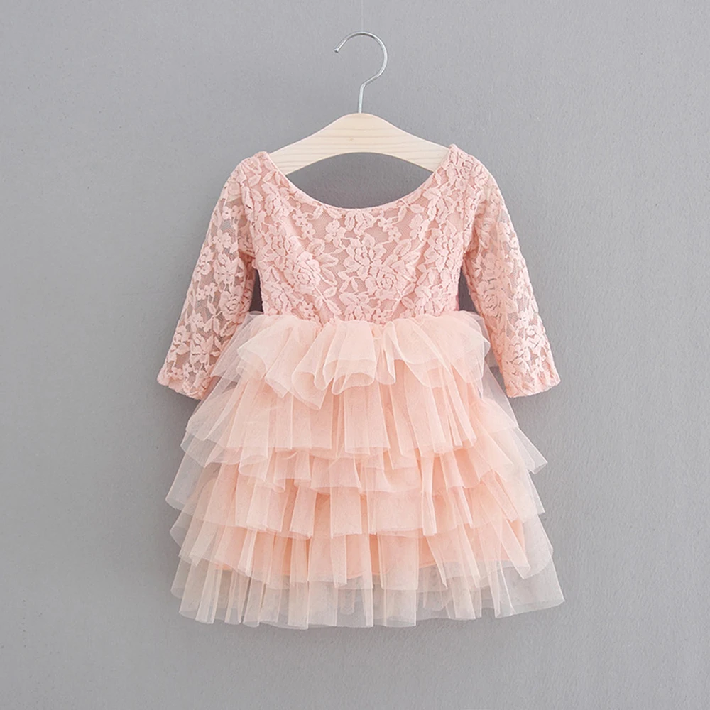 Babyinstar Baby Girls Princess Dress 2019 Full Sleeve Kids Lace Patchwork Mesh Party Toddler Big Bow Dresses for | Детская одежда и