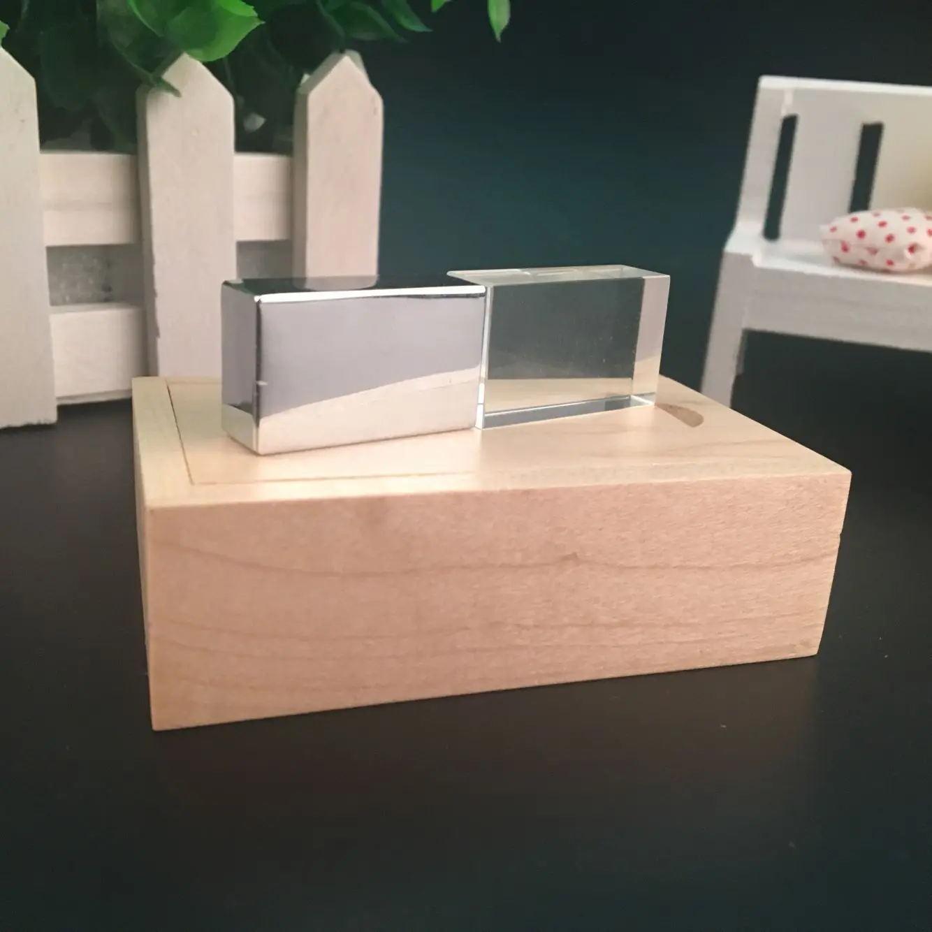 USB 2,0 заказной хрустальный флеш-накопитель+ деревянная коробка usb флэш-накопитель - Цвет: B