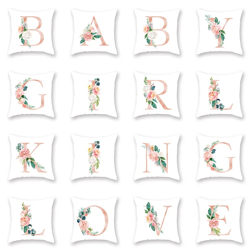 

Pink Letter Pillow Case Pillow Cushion Cover 45*45cm Throw Pillows Sofa Decorative/Living Room Cushions English Alphabet