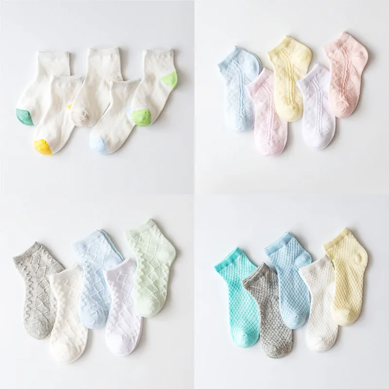 5 пар/сезон: весна–лето Повседневное Хлопковые короткие носки сетчатые дышащие