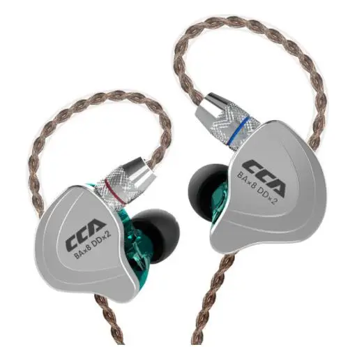 Cyan no mic CCA C10 4BA+ 1DD гибридные наушники-вкладыши HIFI DJ Monito спортивные наушники для бега 5 приводных устройств гарнитура съемный 2-контактный кабель - Цвет: Cyan no mic