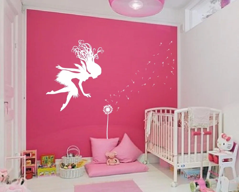Fairy Dandelion Wand Wall Decal Nursery Kids Girls Room Tale Sticker Baby Bedroom Art Poster Large Decor Vinyl Murals A175 | Дом и сад