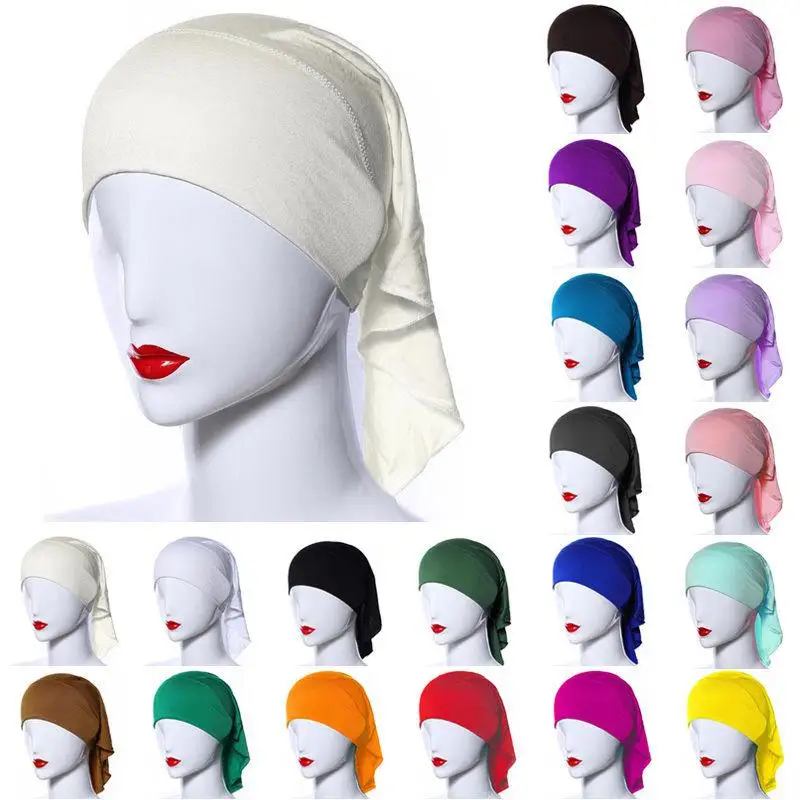 Мусульманские однотонные тюрбан под шарф шапка шапочки женские внутренние шапки