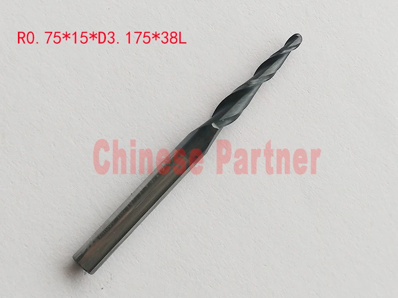 R0.25/R0.5/R0.75/R1x15xD3.175x38L 1/8 &quotхвостовик HRC55 Карбид конические концевые фрезы для носа