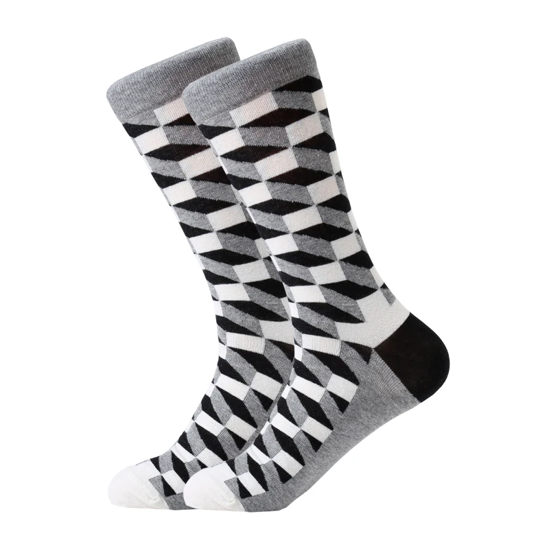 LETSBUY 5 pair/lot mens socks cotton colorful funny crew socks long vibrant socks for man business dress wedding gift socks