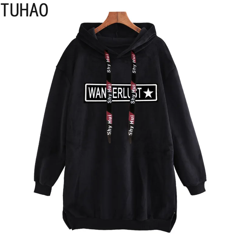 TUHAO размера плюс 10XL 8XL 6XL женские толстовки свитшоты черные с длинным рукавом