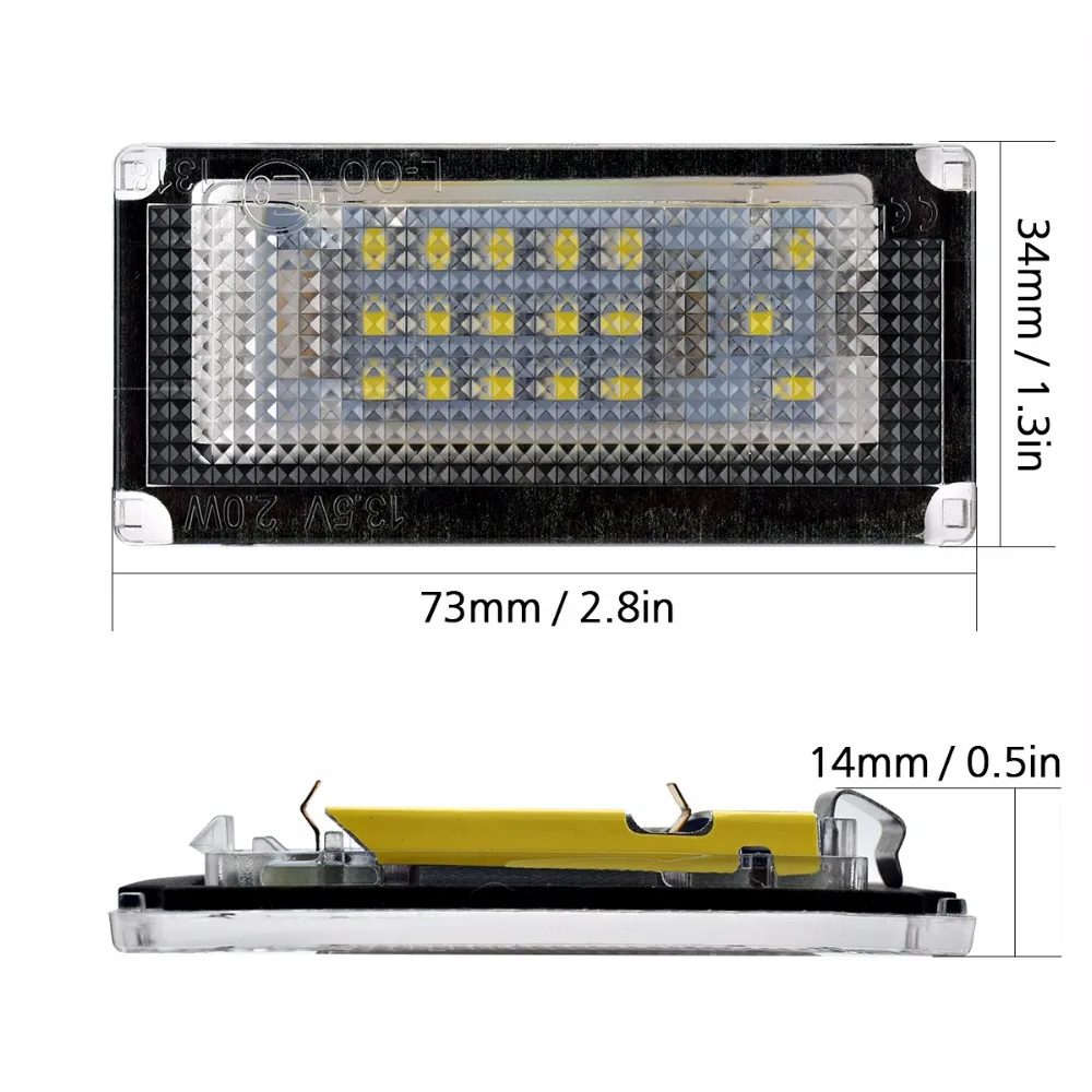 Автомобильные светодиодные лампы с номером номерного знака 2 шт. 6000 K лампочки для