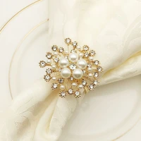 20pcslot western hotel napkin ring napkin holder round flower pearl napkin buckle christmas wedding party napkin ring