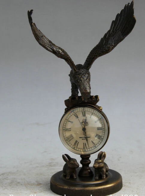SCY S62 9&quot China western Copper eagle Rabbit machinery mechanical Device timepiece clock | Дом и сад