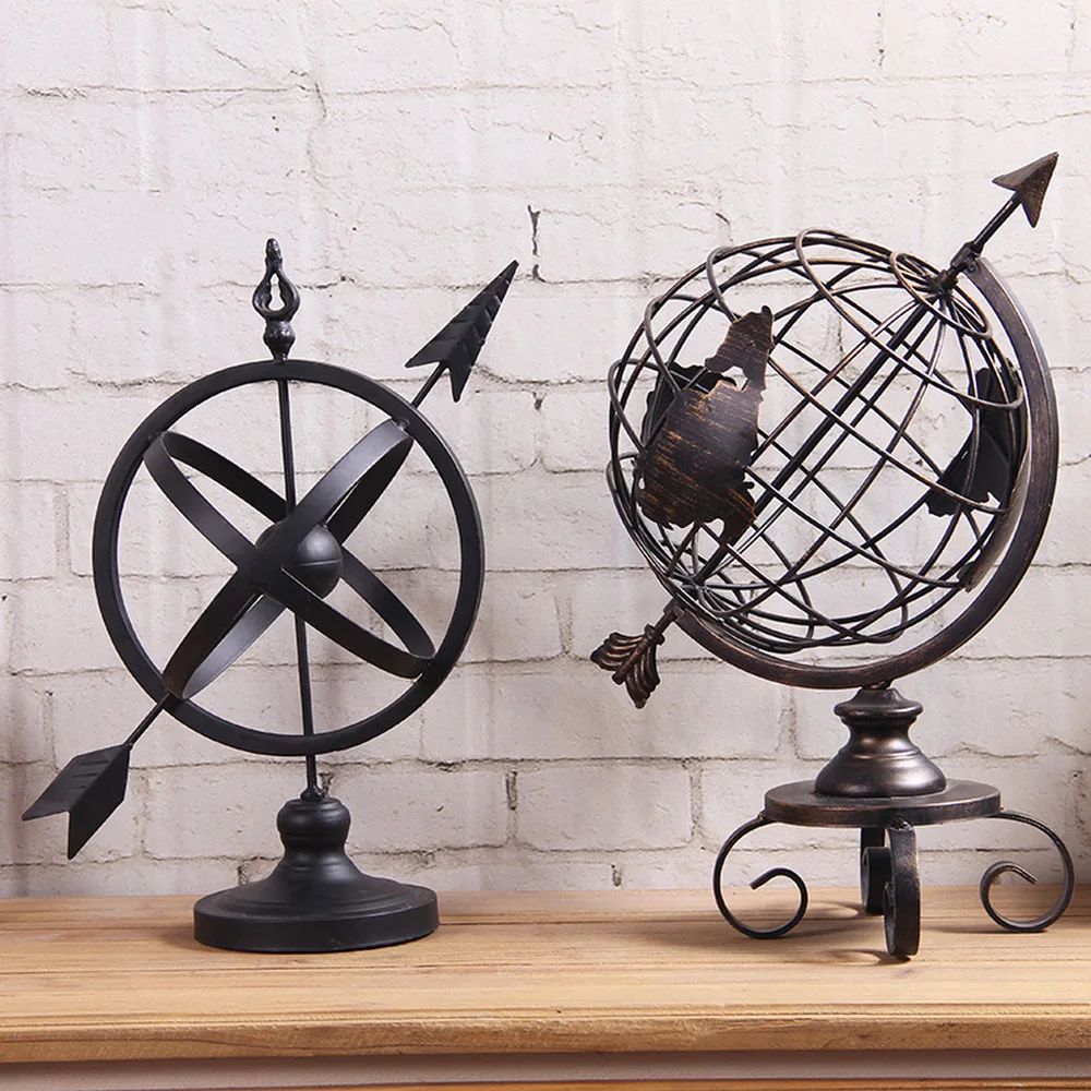 

1PCS European retro iron globe Ferris wheel decoration restaurant window American home industrial wind decorations LU628510