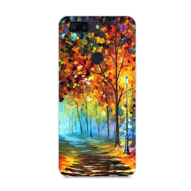 OnePlus 5t Case Silicon Flower Painted Painting Soft TPU Back Cover for One Plus Protect Phone cases shell |