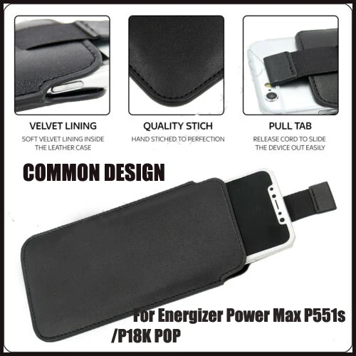 

Casteel PU Leather Case For Energizer power max p551s p18k pop Pull Tab Sleeve Pouch Bag Case Cover