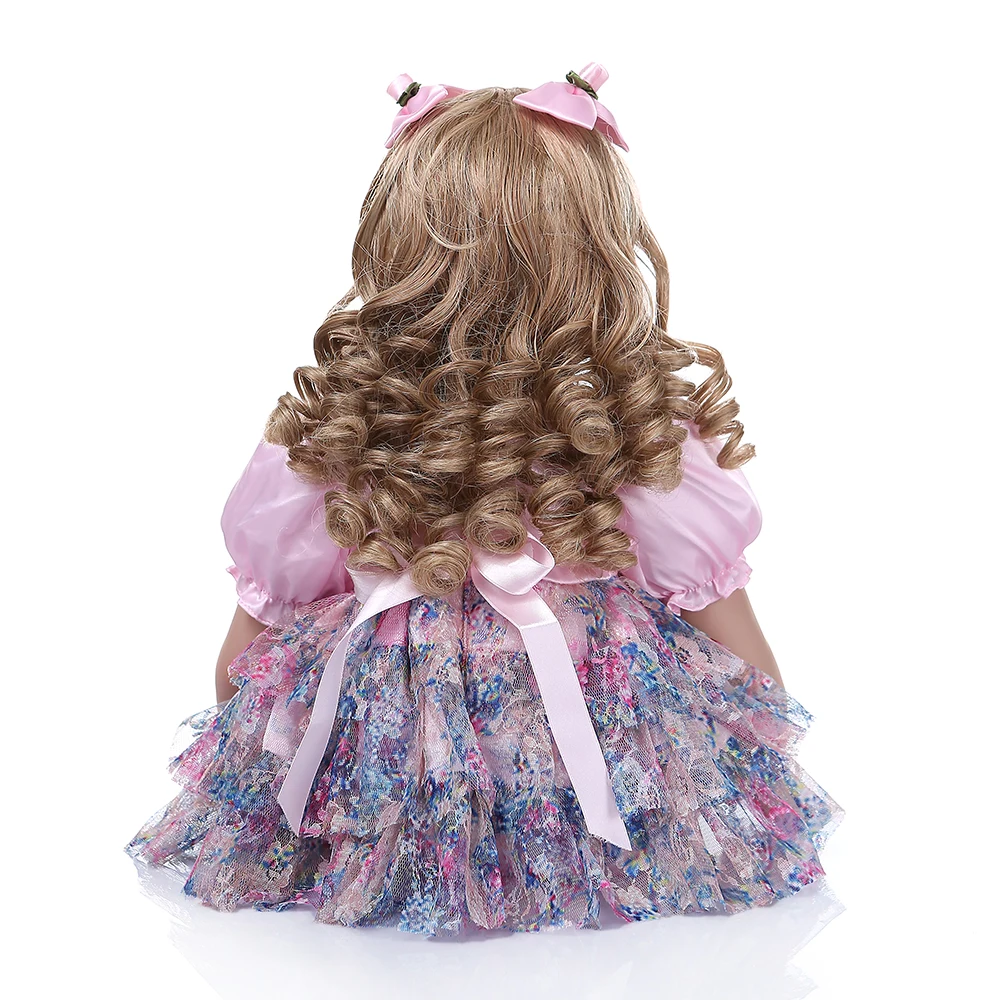 NPK60CM Реалистичная кукла reborn baby силиконовая для девочек с длинными вьющимися