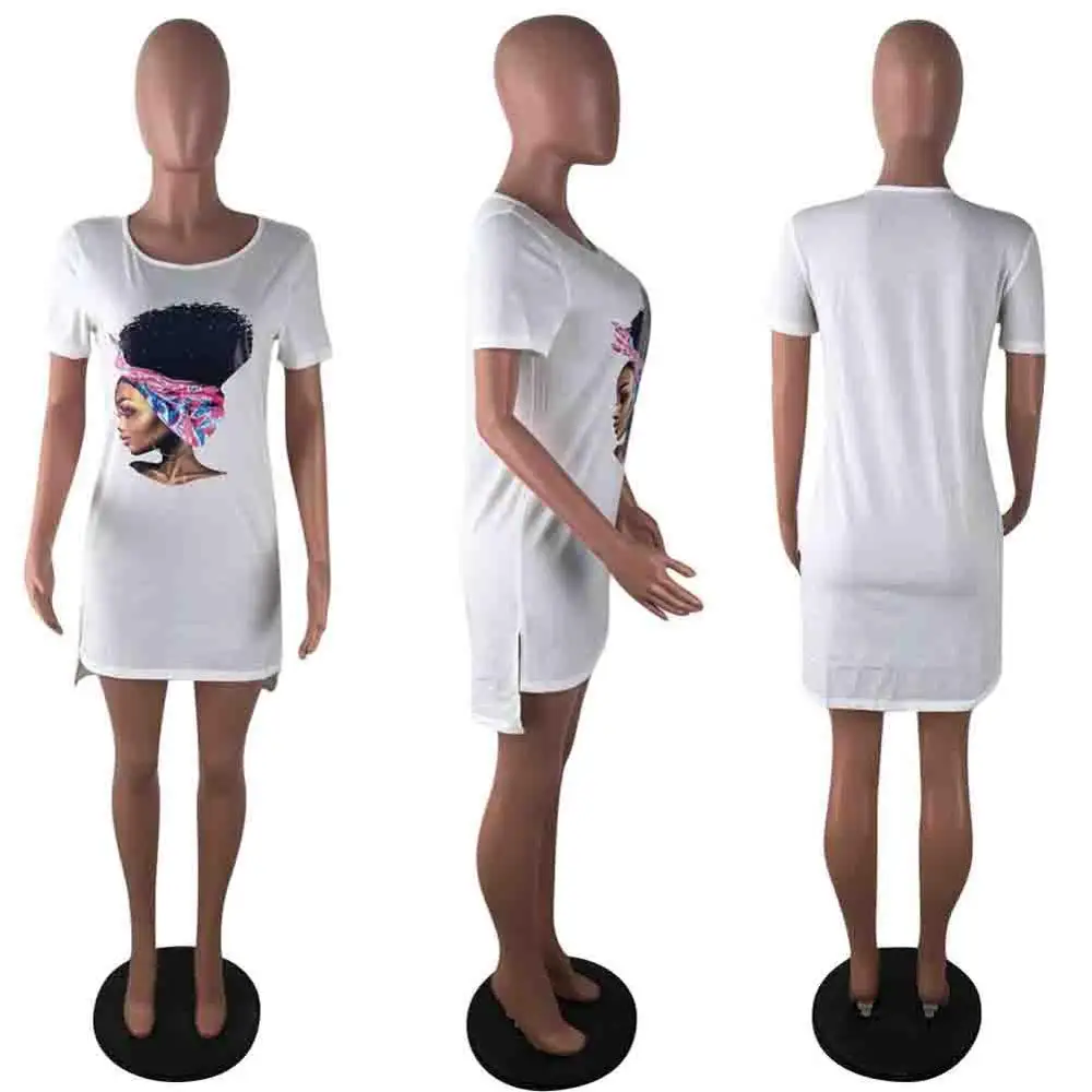Kureas, женские африканские платья, повседневные, Vestido Dashiki, свободный принт, асимметричный подол, цельное мини-платье-рубашка, африканская одежда