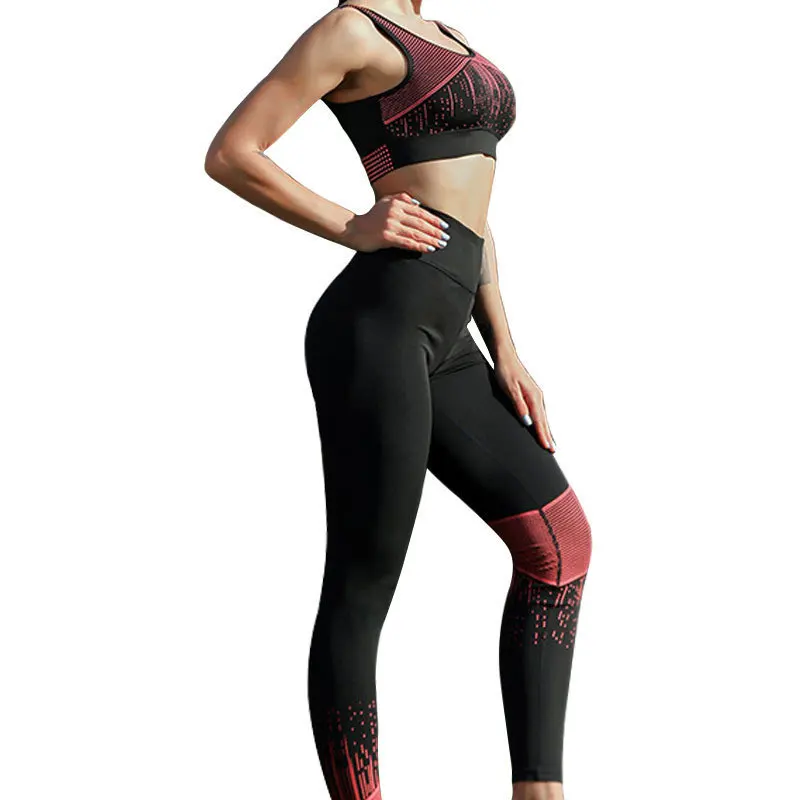 Женский комплект для йоги одежда фитнеса из 2 предметов спортивные Леггинсы