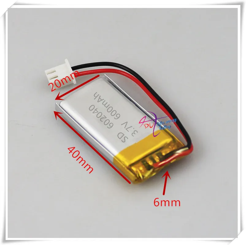 li-po XHR-2P 2.54 600mAh 602040 3.7V lithium polymer battery MP3 point reading pen scan code instrument intelligent instrument