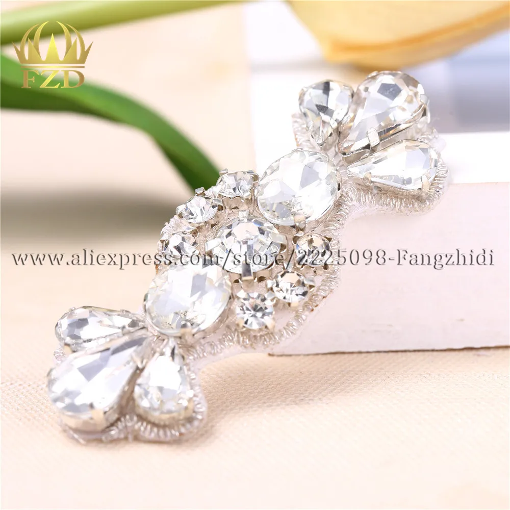FZD 1 Pair Bridal Wedding Beaded Crystal Rhinestones Applique For Shoes Decor Beading Glass Trimming Waistband Patch | Дом и сад