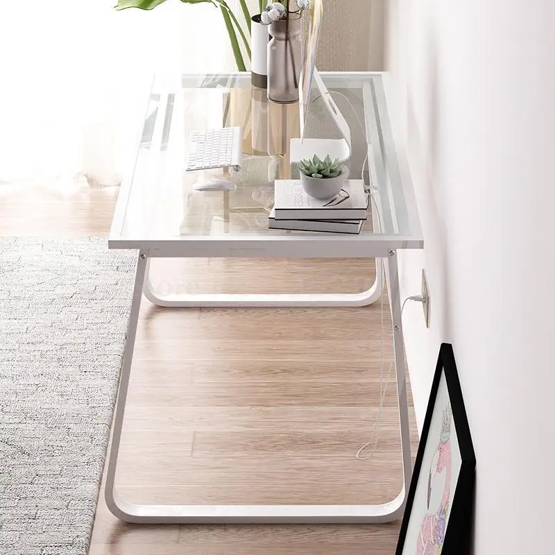 Современный компьютерный Рабочий стол из закаленного стекла простой учебный для