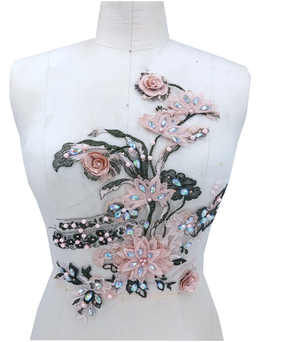 

Нашивка Стразы, разноцветная вышивка, Кружевная аппликация, 40*25 см, нашивки для платья, аксессуары «сделай сам»