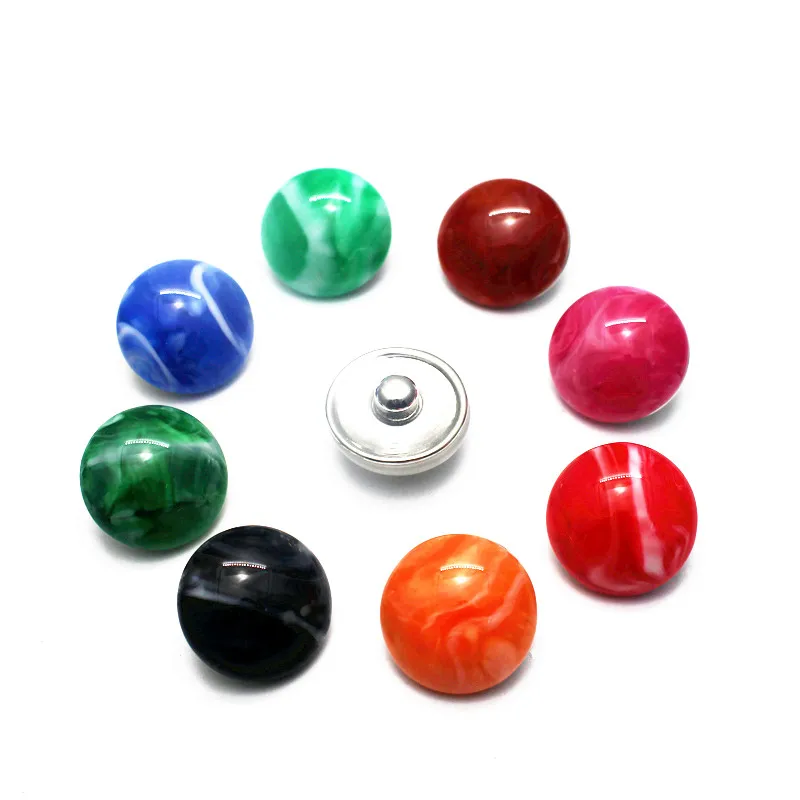 

50pcs/lot multicolor streak stone resin Snap Button Print Glass Snap Charms Fit 18mm DIY Ginger Snap Bracelet Jewelry