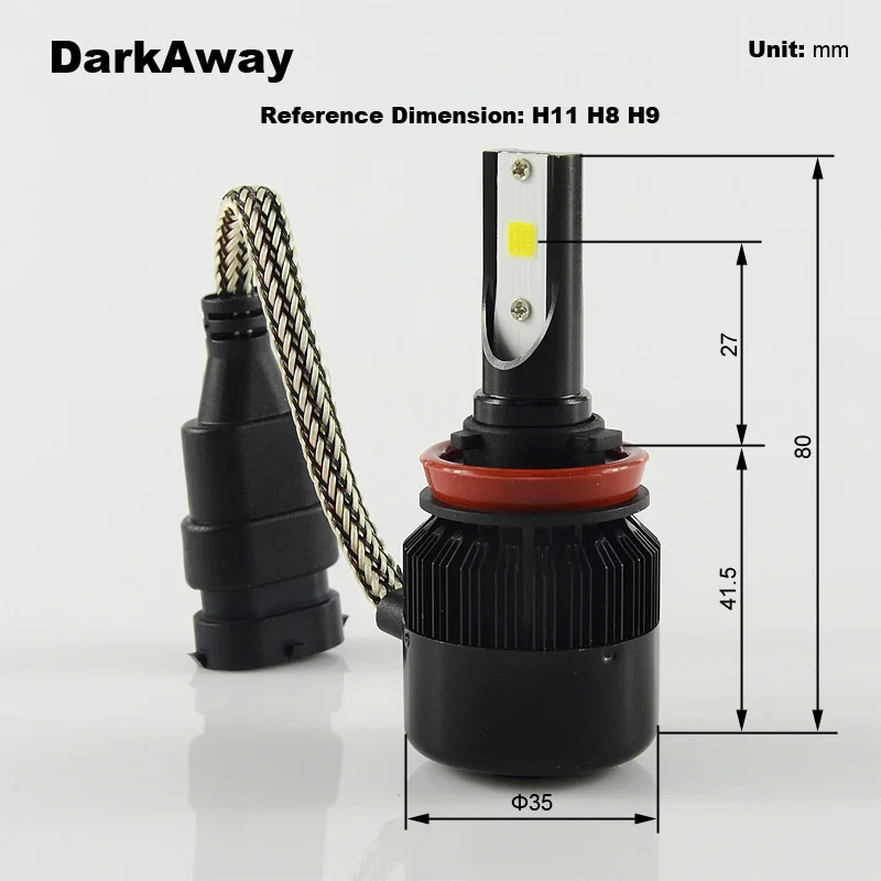 

All-in-One Car Headlights H7 LED H8 H9 H11 HB3 HB4 H1 H3 H27 LED Bulb Auto Automobiles Front Headlamp 60W 6400lm 6500K 3000K