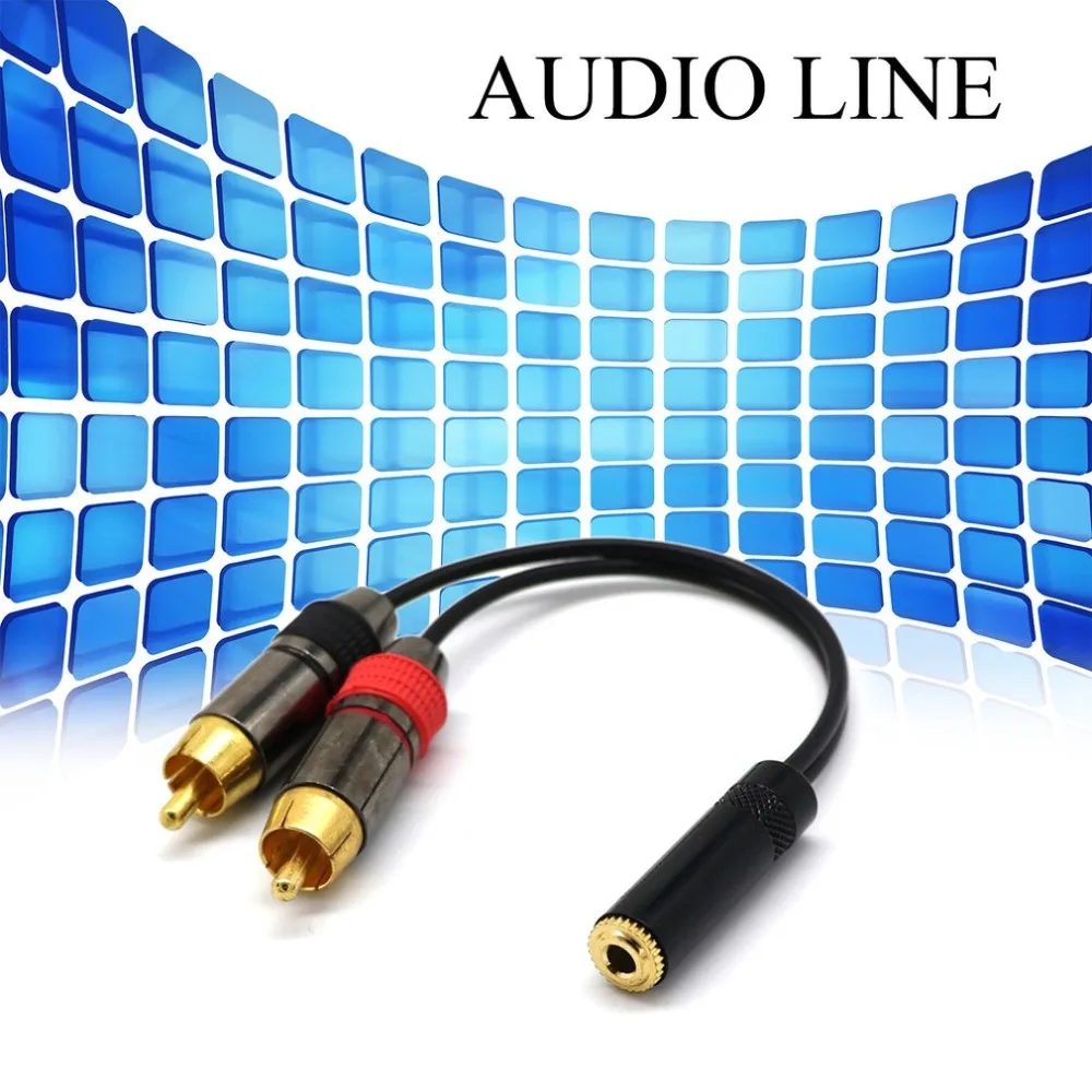 Чистое золото 3 5 стерео разъем к 2 Phono RCA адаптер гнезд кабель Женский 2rca 0.2mi аудио