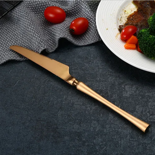 Rose Golden Knife Новинка, благородная посуда GH, нож, вилка, столовые приборы, розовый, золотой, серебряный, черный, набор посуды, кухонные столовые инструменты для еды, кофе, десерт - Цвет: Rose Golden Knife